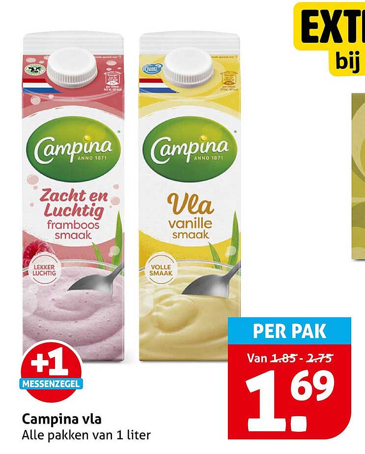 Campina vla Alle pakken van 1 liter +1 MESSENZEGEL
