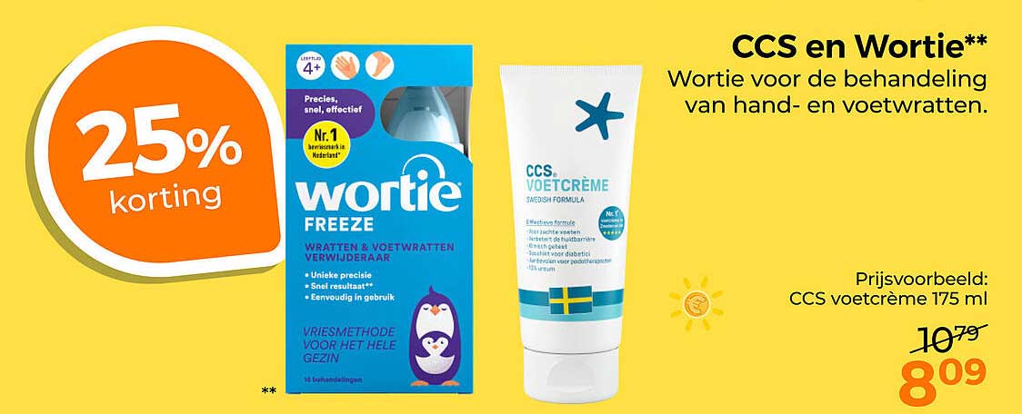 CCS en Wortie** Wortie voor de behandeling van hand- en voetwratten 25% korting