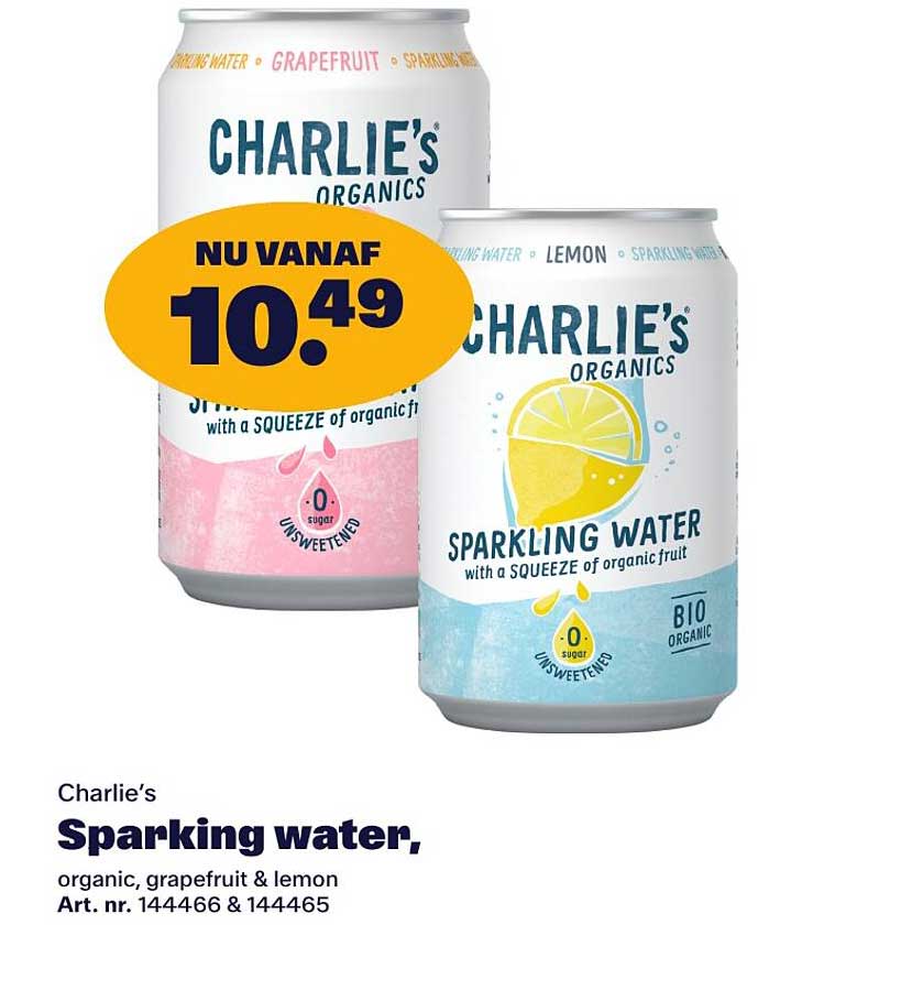 Charlie’s Sparkling water, organic, grapefruit & lemon