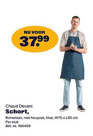 Chaud Devant Schort, Bohemian, met heupzak, blue, W70 x L85 cm Per stuk Art. nr. 166469