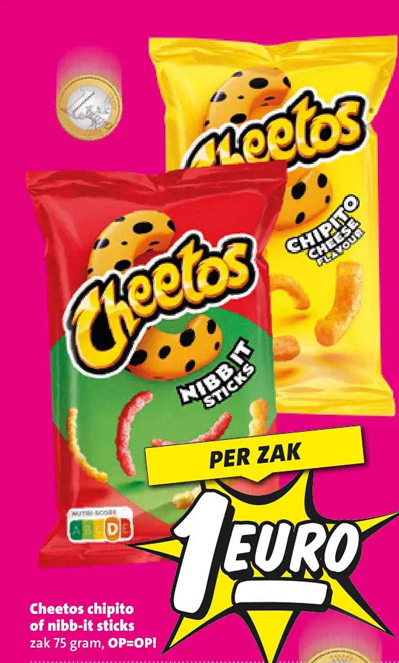 Cheetos chipito of nibb-it sticks zak 75 gram, OP=OP! PER ZAK