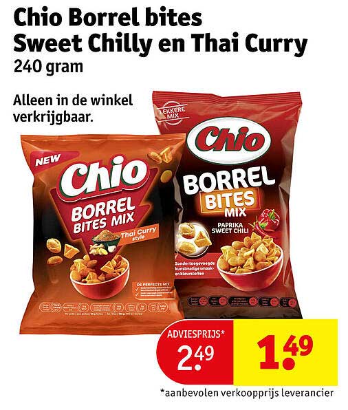 Chio Borrel bites Sweet Chilly en Thai Curry 240 gram