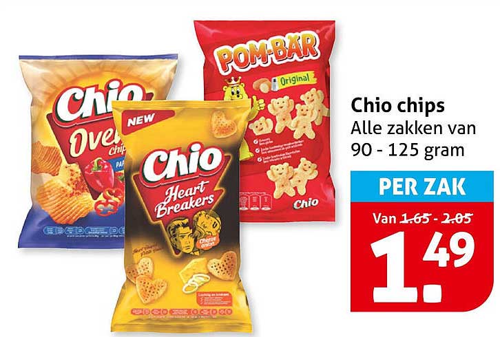 Chio chips Alle zakken van 90 - 125 gram PER ZAK