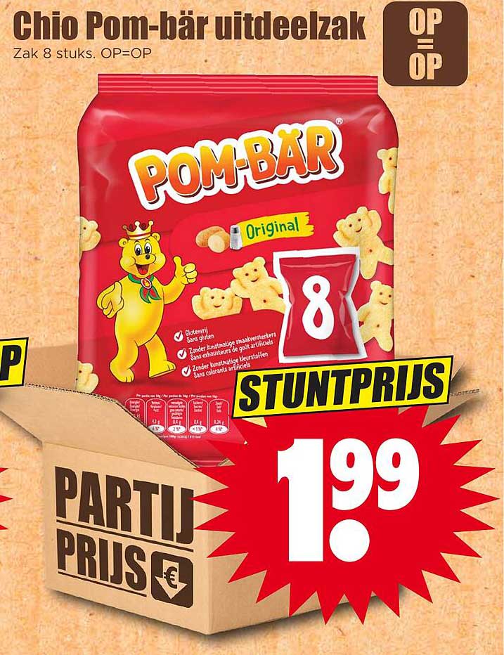 Chio Pom-bär uitdeelzak Zak 8 stuks. OP=OP