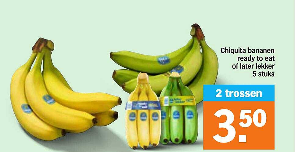 Chiquita bananen ready to eat of later lekker 5 stuks 2 trossen