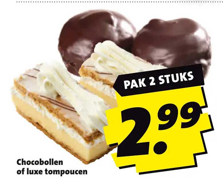 Chocobollen of luxe tompoucen PAK 2 STUKS