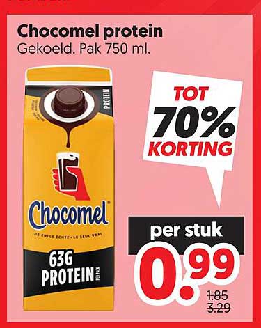 Chocomel protein Gekoeld. Pak 750 ml. TOT 70% KORTING