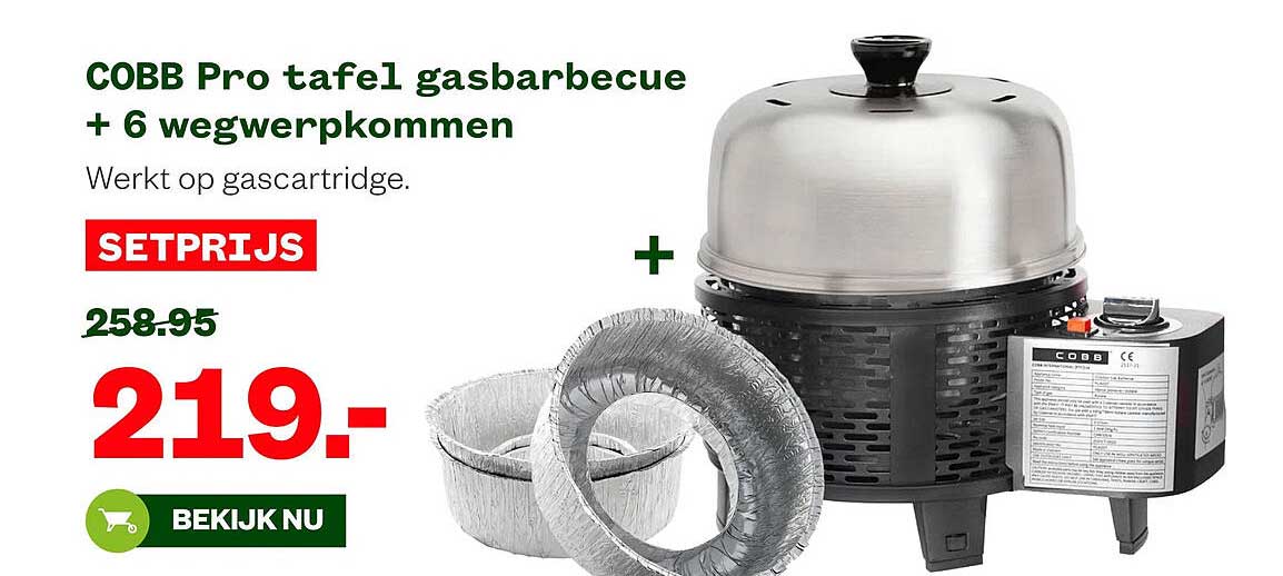 COBB Pro tafel gasbarbecue + 6 wegwerpkomen