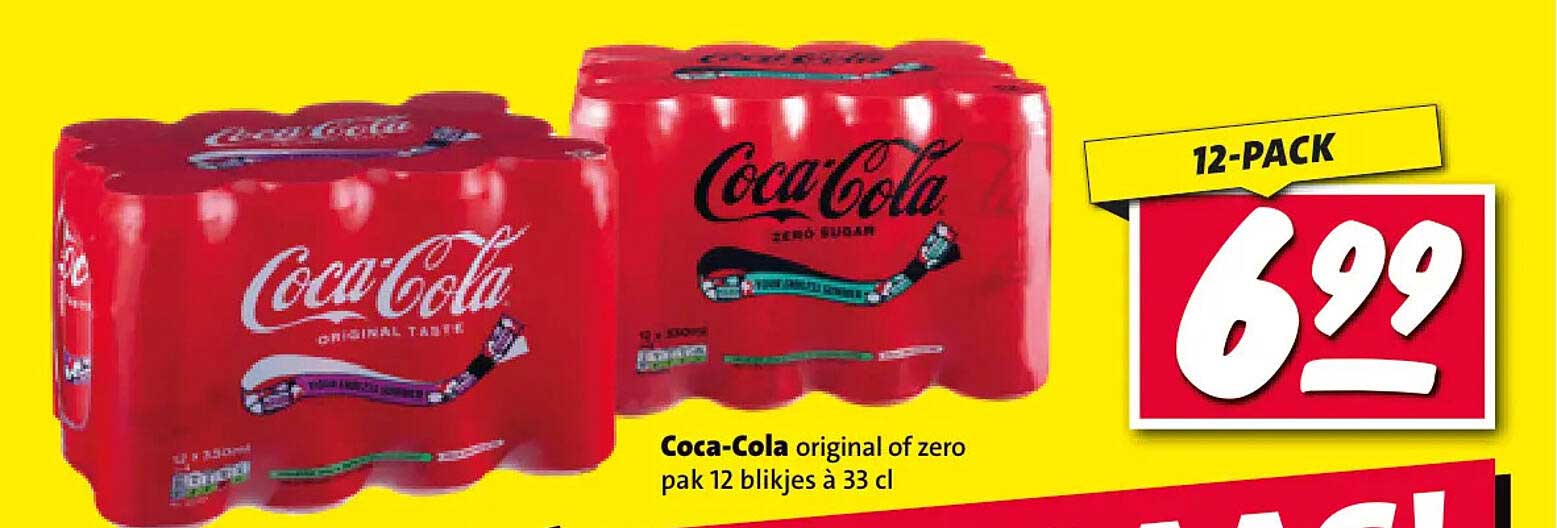 Coca-Cola original of zero pak 12 blikjes à 33 cl