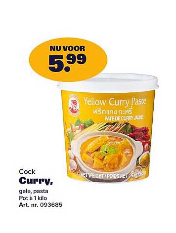 Cock Curry, gele, pasta Pot á 1 kilo