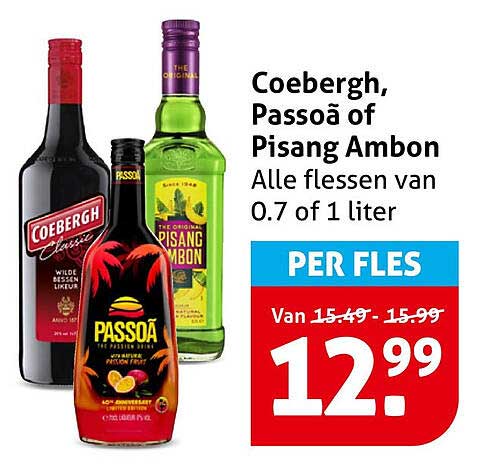 Coebergh, Passoã of Pisang Ambon Alle flessen van 0.7 of 1 liter PER FLES