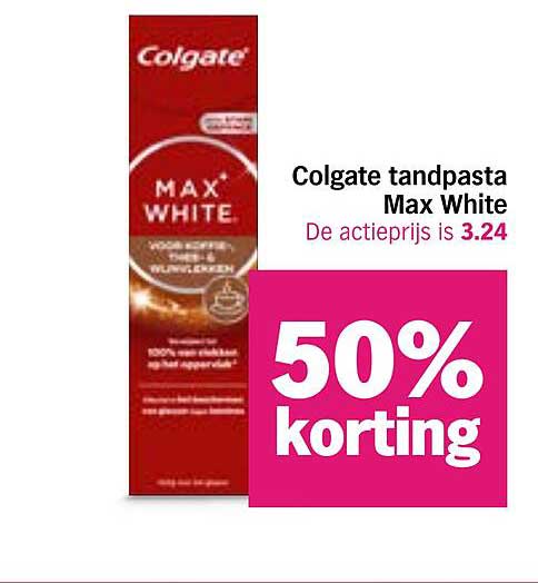 Colgate tandpasta Max White 50% korting