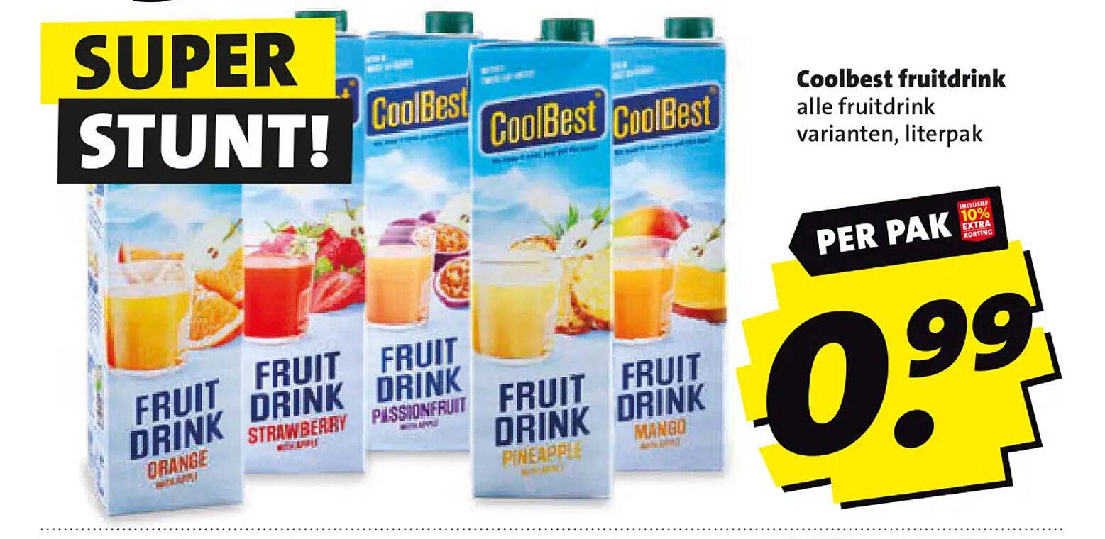 CoolBest fruitdrink alle fruitdrink varianten, literpak