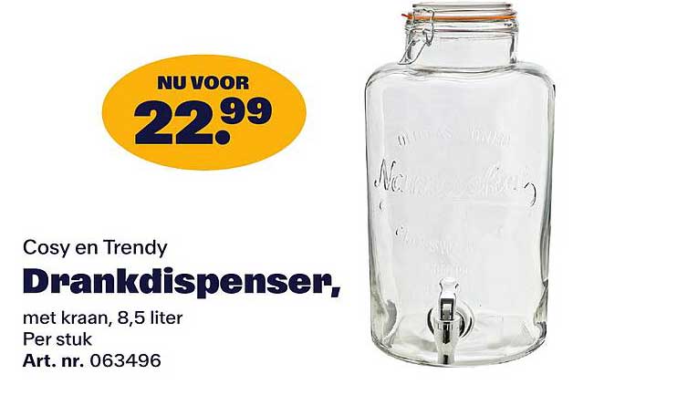 Cosy en Trendy Drankdispenser, met kraan, 8,5 liter