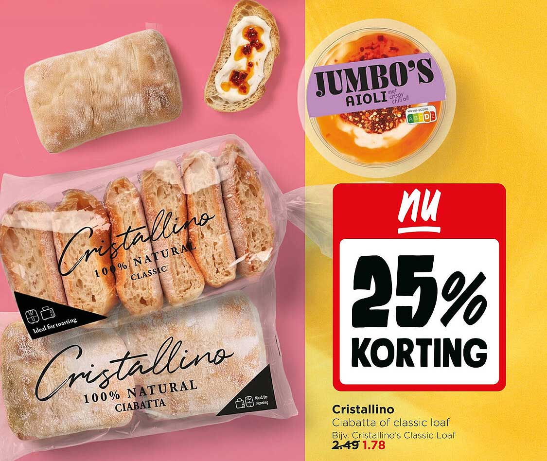 Cristallino Ciabatta of classic loaf 25% korting
