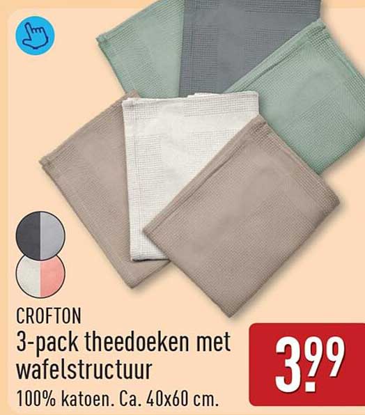 CROFTON 3-pack theedoeken met wafelstructuur