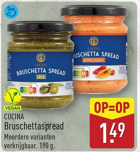 Cucina Bruschettaspread Meerdere varianten verkrijgbaar. 190 g. OP=OP