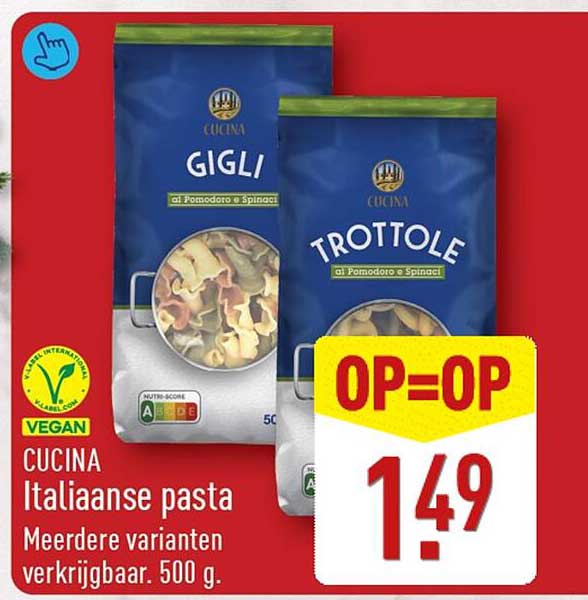 Cucina Italiaanse pasta Meerdere varianten verkrijgbaar. 500 g. OP=OP