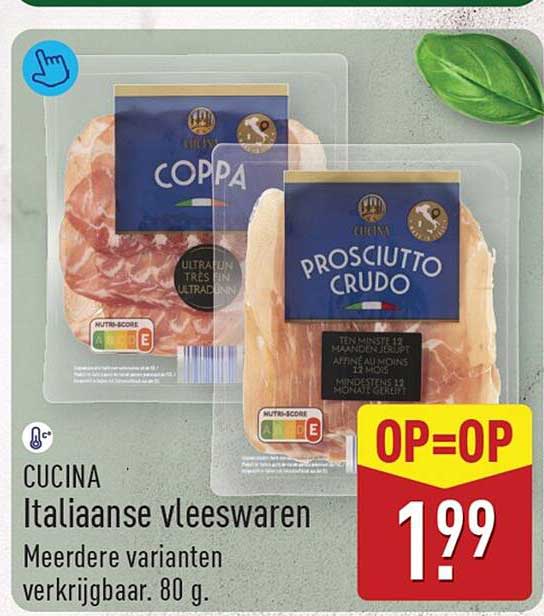 Cucina Italiaanse vleeswaren Meerdere varianten verkrijgbaar. 80 g. OP=OP