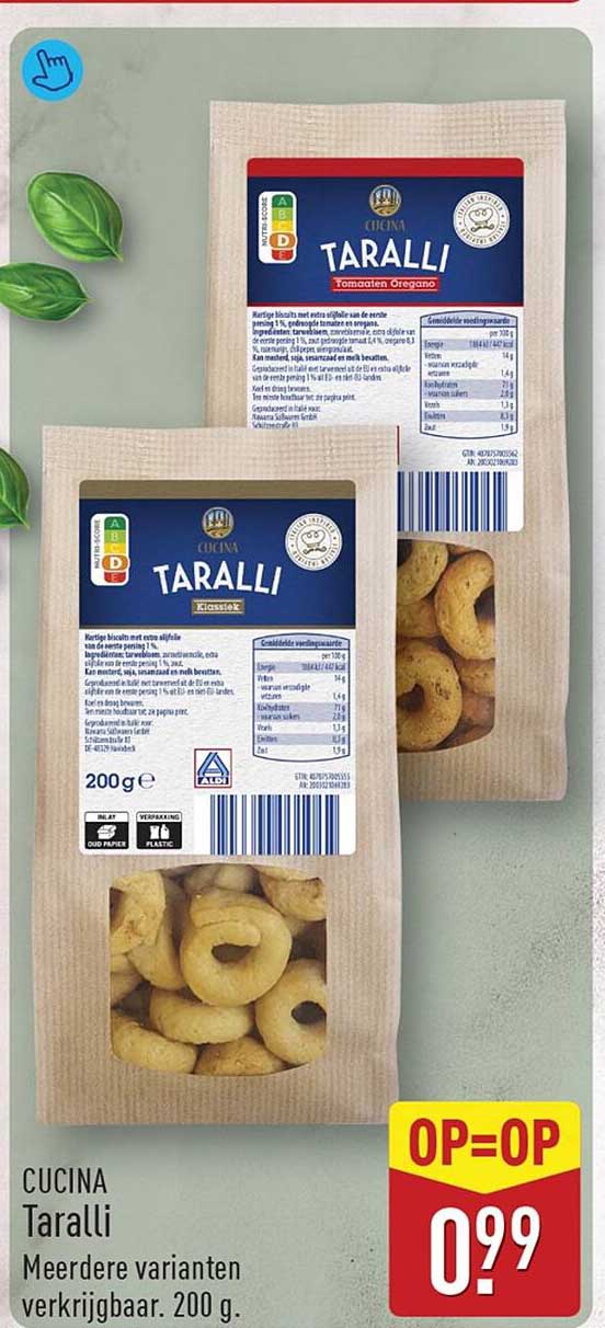 CUCINA Taralli Meerdere varianten verkrijgbaar. 200 g. OP=OP