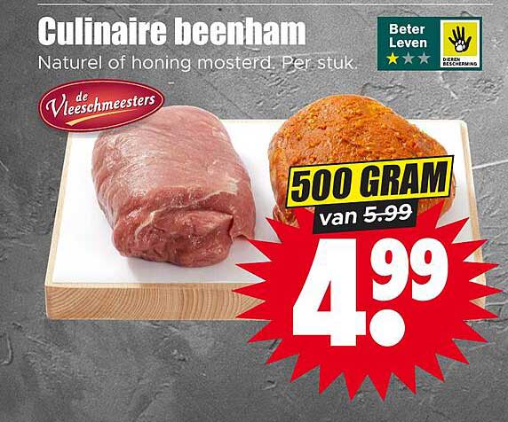 Culinaire beenham Naturel of honing mosterd. Per stuk.