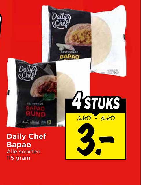 Daily Chef Bapao Alle soorten 115 gram 4 stuks