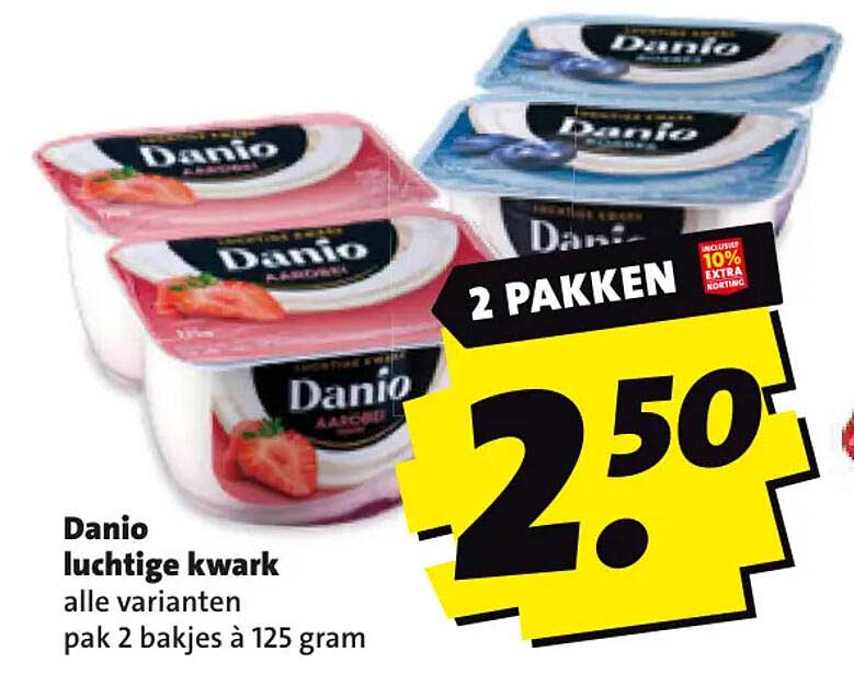 Danio luchtige kwark alle varianten pak 2 bakjes à 125 gram 2 pakken