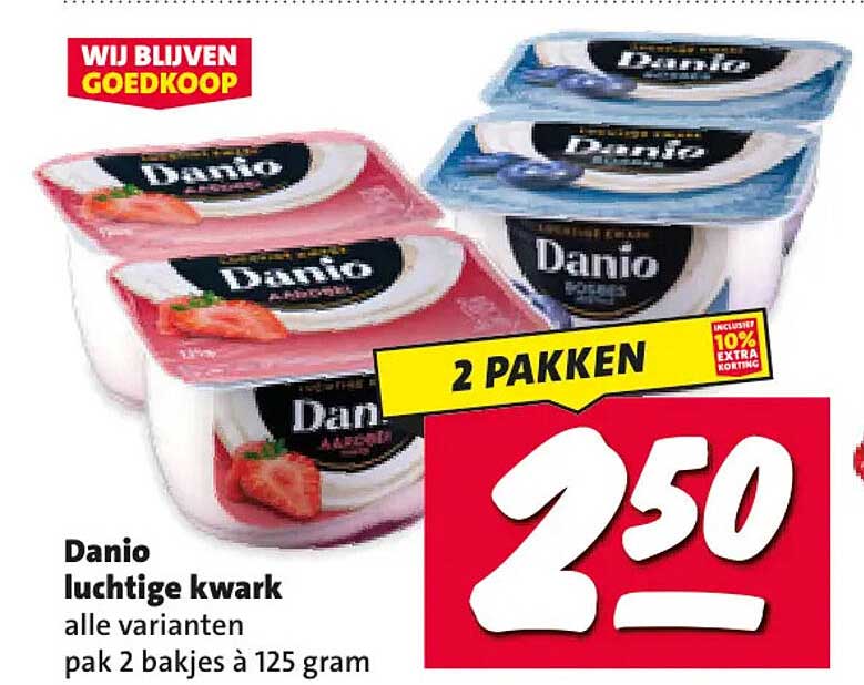 Danio luchtige kwark alle varianten pak 2 bakjes à 125 gram 2 pakken