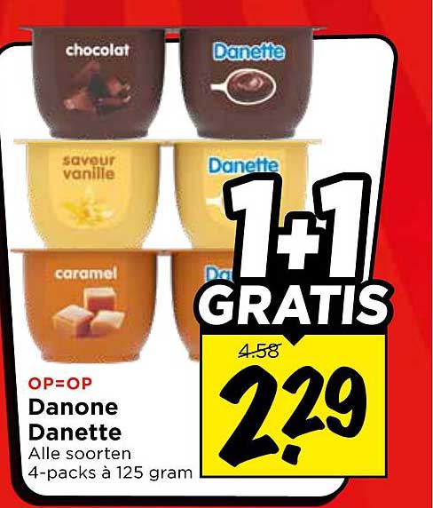 Danone Danette Alle soorten 4-packs à 125 gram 1+1 GRATIS