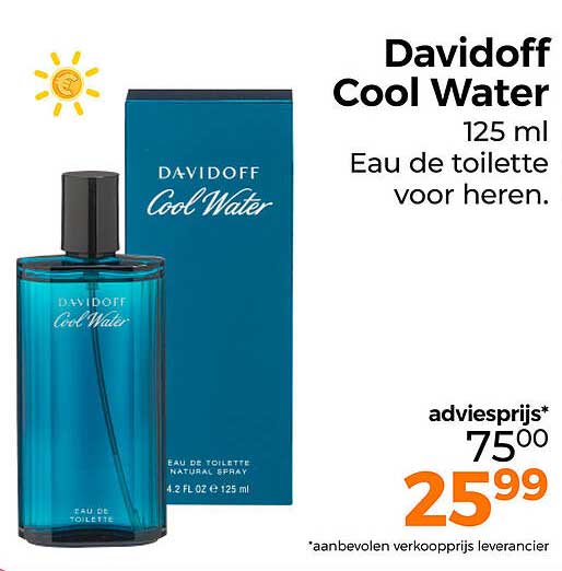 Davidoff Cool Water 125 ml Eau de toilette voor heren.
