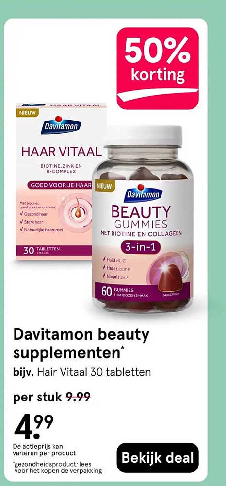 Davitamon beauty supplementen* bijv. Hair Vitaal 30 tabletten