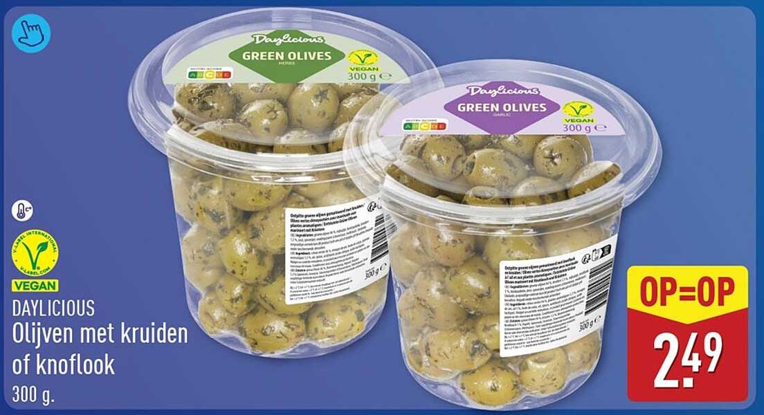 DAYLICIOUS Olijven met kruiden of knoflook 300 g
