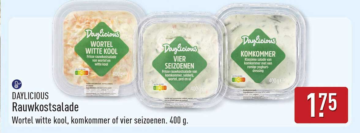 DAYLICIOUS Rauwkostsalade Wortel witte kool, komkommer of vier seizoenen. 400 g.