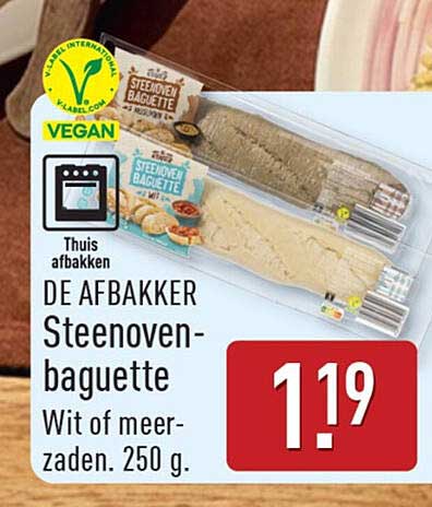 DE AFBAKKER Steenoven-baguette Wit of meerzaden. 250 g.