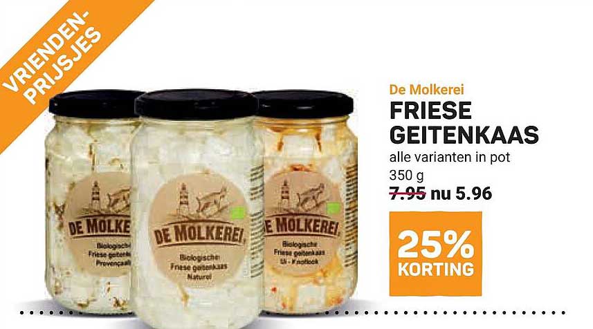De Molkerei FRIESE GEITENKAAS alle varianten in pot 350 g 25% KORTING