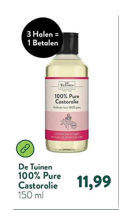 De Tuinen 100% Pure Castorolie 150 ml 3 Halen = 1 Betalen