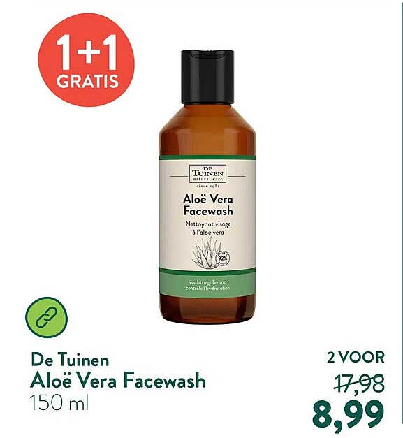 De Tuinen Aloë Vera Facewash 1+1 GRATIS