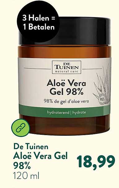 De Tuinen Aloë Vera Gel 98% 3 Halen = 1 Betalen