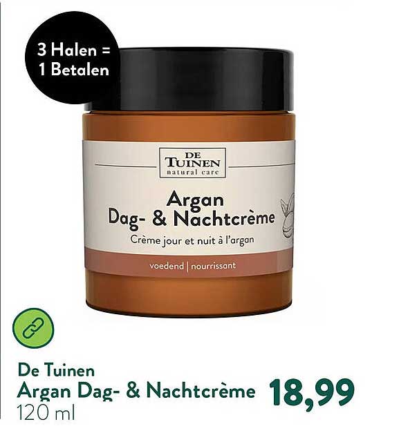 De Tuinen Argan Dag- & Nachtcrème 3 Halen = 1 Betalen