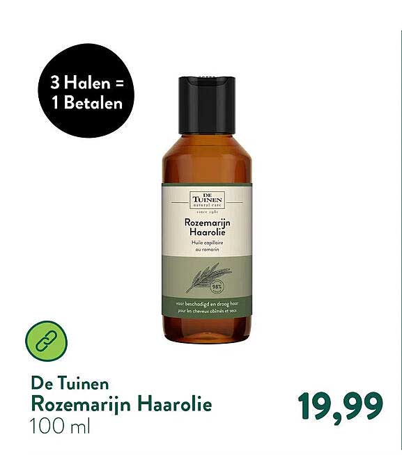 De Tuinen Rozemarijn Haarolie 100 ml 3 Halen = 1 Betalen
