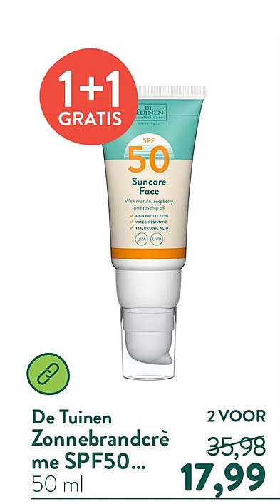 De Tuinen Zonnebrandcrème SPF50... 1+1 gratis