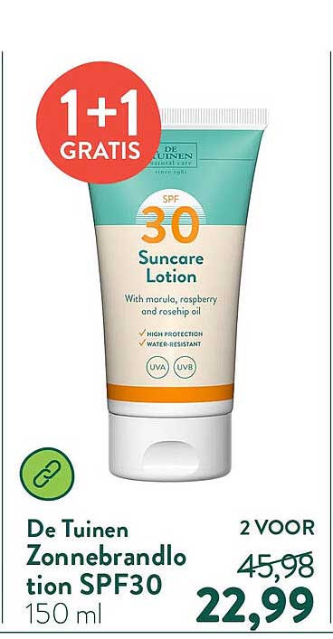 De Tuinen Zonnebrandlotion SPF30 150 ml 1+1 gratis