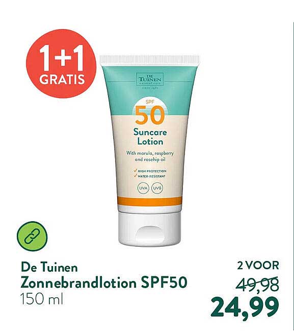 De Tuinen Zonnebrandlotion SPF50 150 ml 1+1 GRATIS