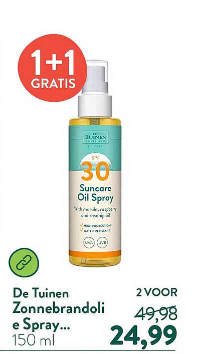 De Tuinen Zonnebrandolie Spray... 1+1 GRATIS
