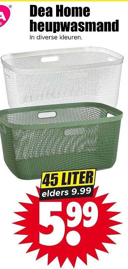Dea Home heupwasmand in diverse kleuren. 45 liter elders 9.99