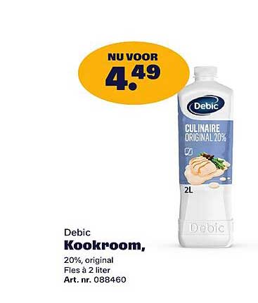 Debic Kookroom, 20%, original, Fles à 2 liter
