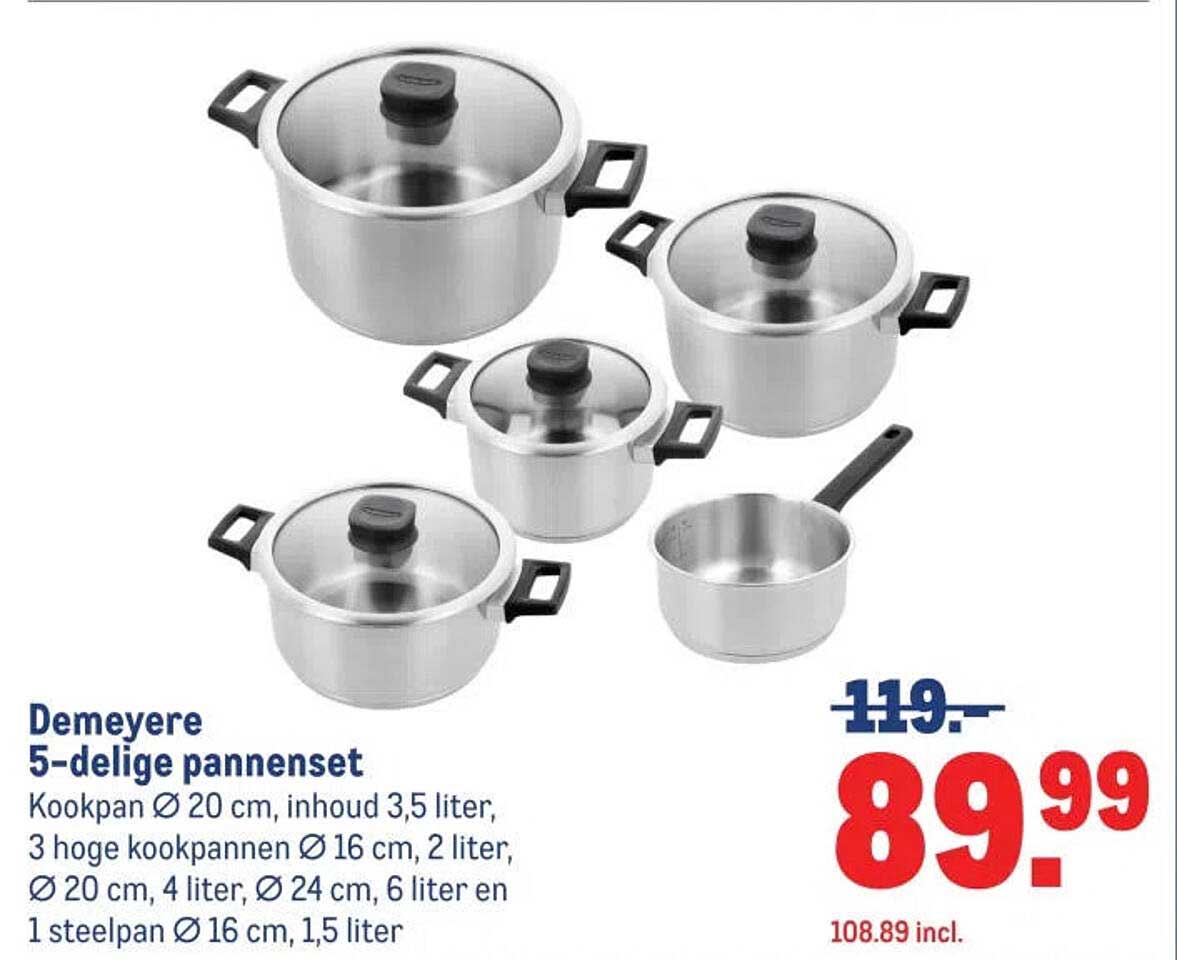 Demeyere 5-delige pannenset