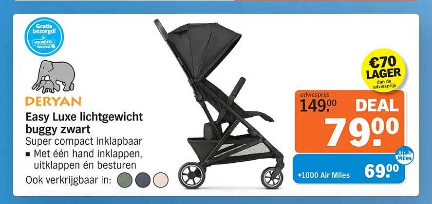 DERYAN Easy Luxe lichtgewicht buggy zwart