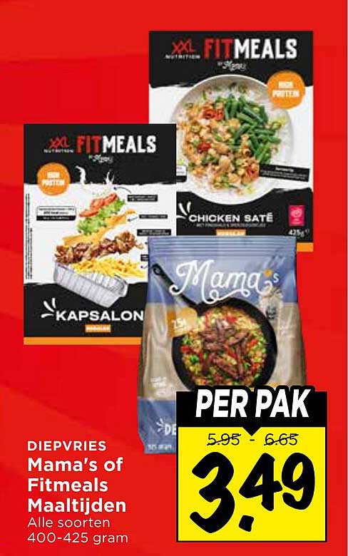 Diepvries Mama's of Fitmeals Maaltijden Alle soorten 400-425 gram