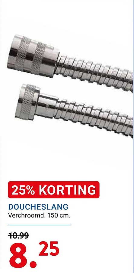 DOUCHESLANG Verchroomd. 150 cm. 25% KORTING